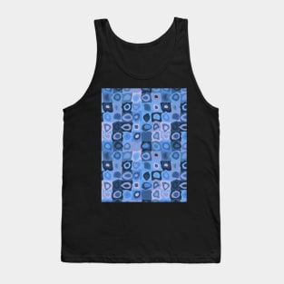 Midnight Swim  - Retro Geometric Wobbly Square Grid Pattern Tank Top